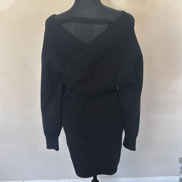 HYFVE Black Ribbed Dolman Sleeve Sweater Dress - Picture 5 of 6